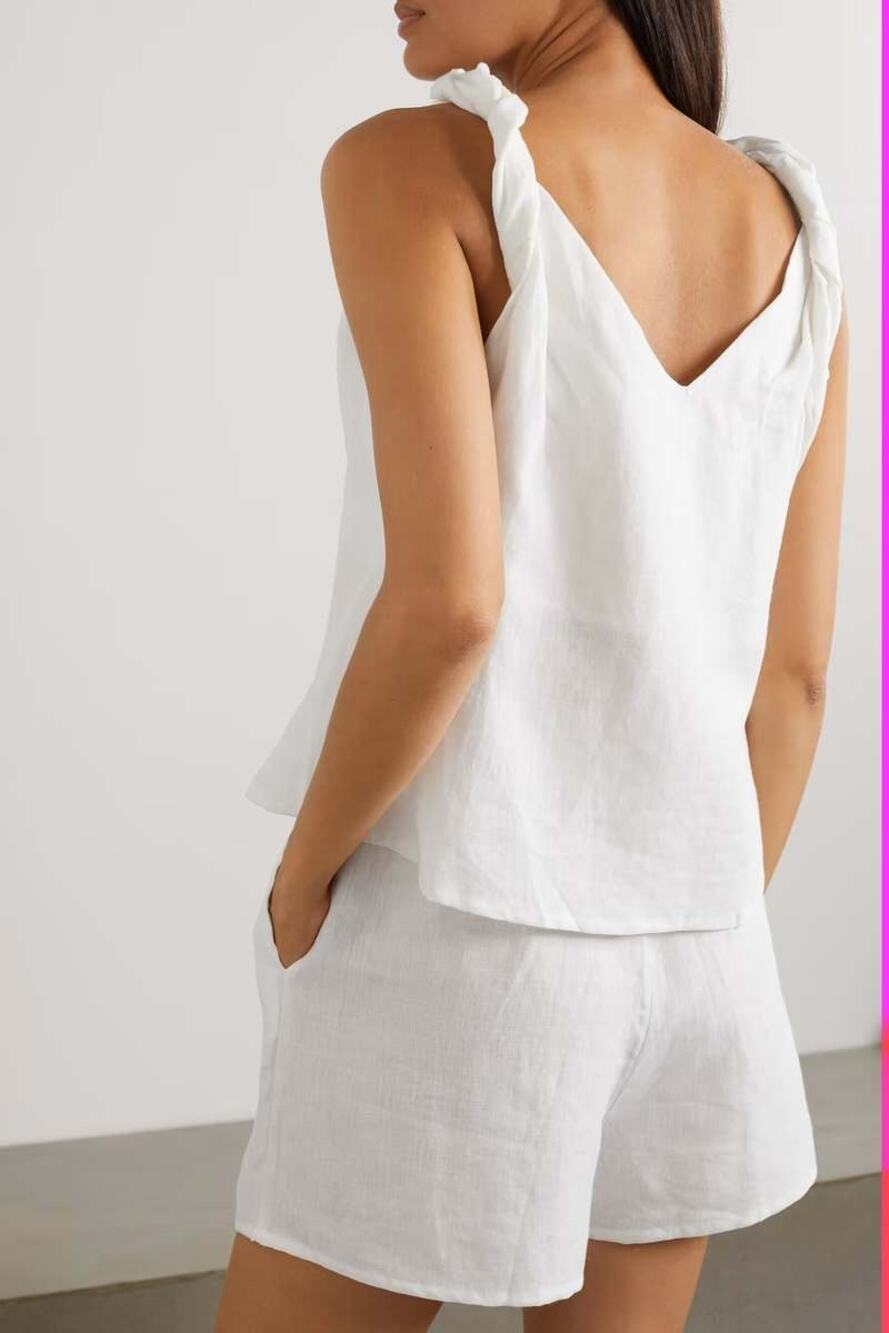 Deiji studio white line twist strap top sz M/L
